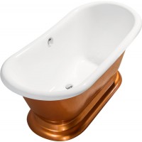 Gold enameled cast iron bathtub with pedestal for sale