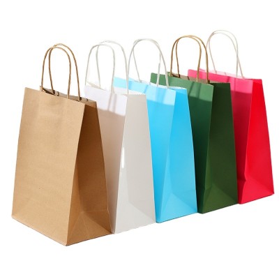 Manufacture Paper Bag Keaft Wholesale Paper Food Bag Takeaway Handle Shopping Kraft Brand Paper Bag Food With Handle